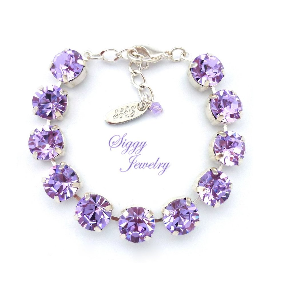 Violet Light Purple Large Stone Crystal Bracelet